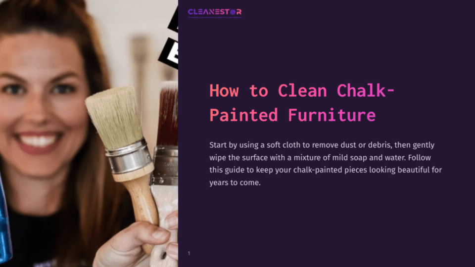 1 How To Clean Chalk Painted Furniture A Smiling Woman Holds Brushes Alongside Various Painting Supplies, Set Against A Blurred Background Of Furniture, Showcasing A Clean, Colorful Workspace.
