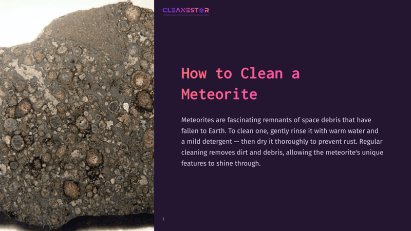 1 How To Clean A Meteorite Close-Up Of A Textured Meteorite Showcasing Dark Metallic Surfaces With Circular Patterns And Small Craters, On A Light Background.