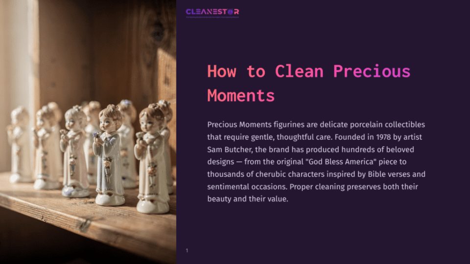 1 How To Clean Precious Moments A Collection Of Delicate Porcelain Figurines, Known As Precious Moments, Are Displayed On A Wooden Shelf, Bathed In Soft Light. The Figurines Depict Cherubic Characters, Each With Unique Expressions And Poses, Hinting At Sentimental Value And Thoughtful Care.