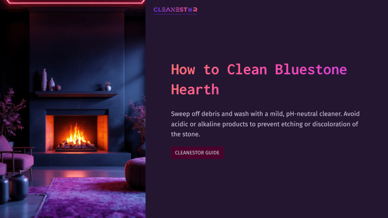 1 How To Clean Bluestone Hearth A Modern Bluestone Hearth Beneath A Glowing Fireplace, Set In A Stylish Room With Purple Lighting And A Cozy Atmosphere.