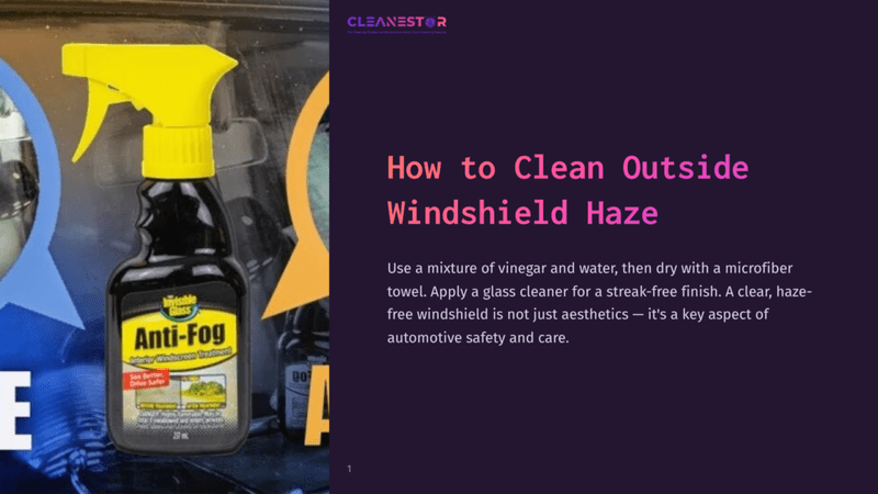 1 How To Clean Outside Windshield Haze Black Spray Bottle With A Yellow Trigger Labeled &Quot;Anti-Fog&Quot; Beside A Towel, Set Against A Colorful Background.