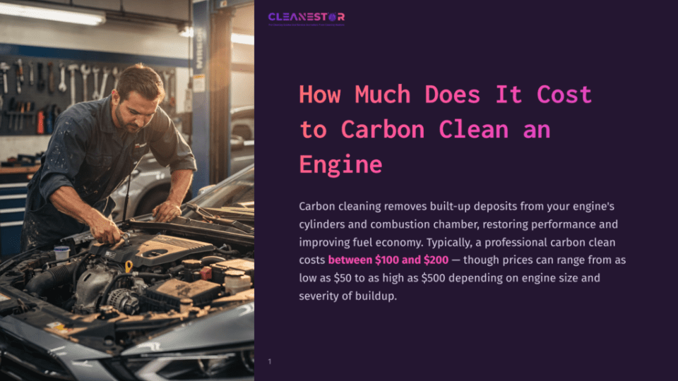 1 How Much Does It Cost To Carbon Clean An Engine Mechanic Working On A Car Engine In A Garage. The Image Is From A Blog Post About Carbon Cleaning Engines And Includes The Cleanestor Logo.