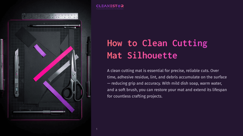 1 How To Clean Cutting Mat Silhouette A Cutting Mat With Scattered Tools Including Scissors, A Ruler, And A Brush, Displayed On A Dark Background With Vibrant Pink Accents.