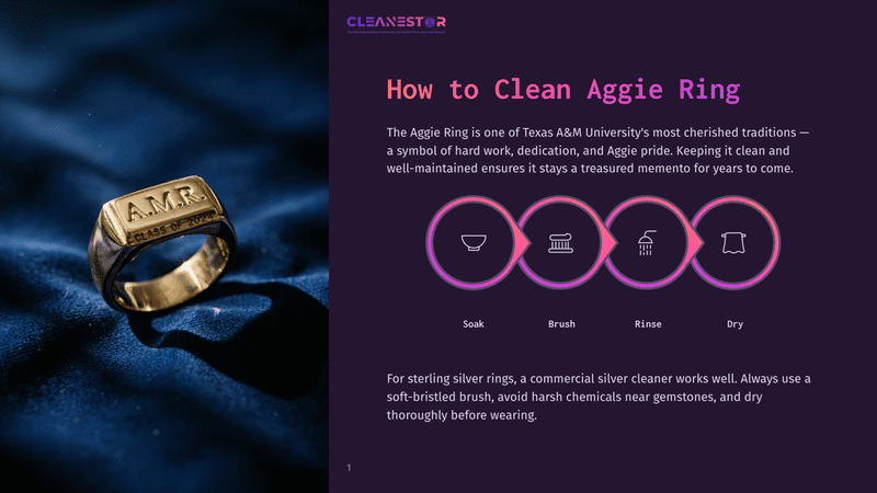 1 How To Clean Aggie Ring Close-Up Of A Gold Aggie Ring With &Quot;A.m.r.&Quot; And &Quot;Class Of 2024&Quot; Inscribed On It, Resting On A Dark Blue Velvet Fabric.