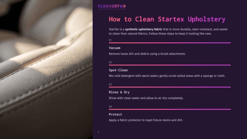 1 How To Clean Startex Upholstery Close-Up Of A Beige Startex Upholstery Fabric With A Textured Weave, Showing The Stitching Details Of A Car Seat. The Image Is Part Of A Guide On How To Clean Startex Upholstery.