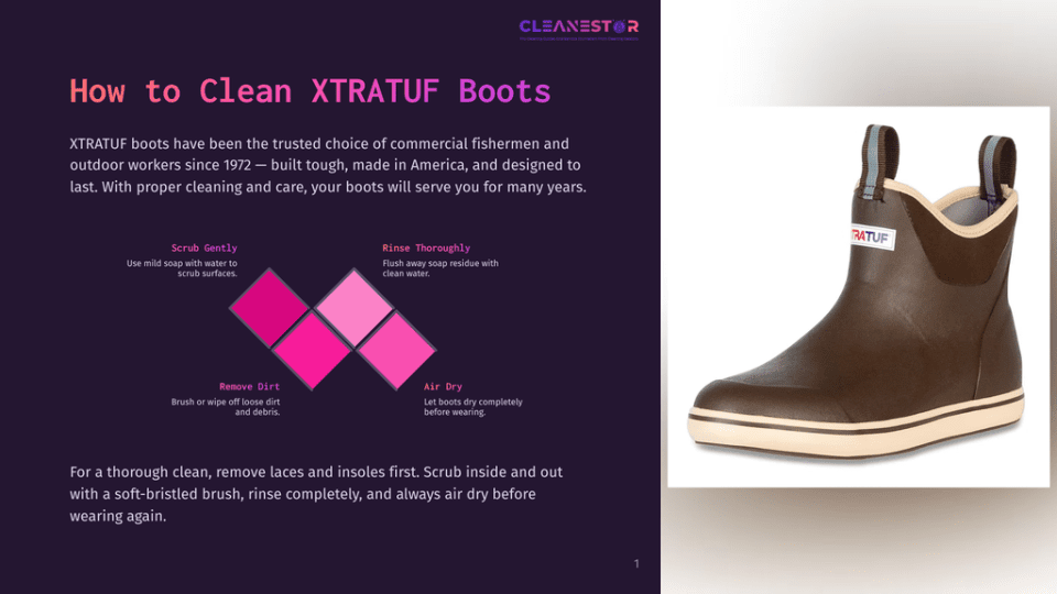 1 How To Clean Xtratuf Boots Brown Xtratuf Boots With White Soles And Gray Accents, Standing Upright On A White Background. The Boots Are Shown From The Side, Highlighting Their Durable Construction.