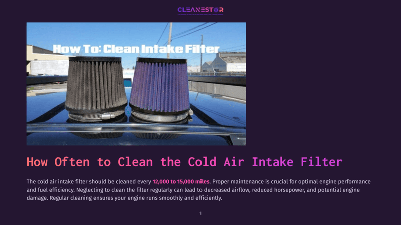 Two Cold Air Intake Filters, One Black And One Blue, Sit On A Car'S Hood, With &Quot;How To: Clean Intake Filter&Quot; Text Overlay.