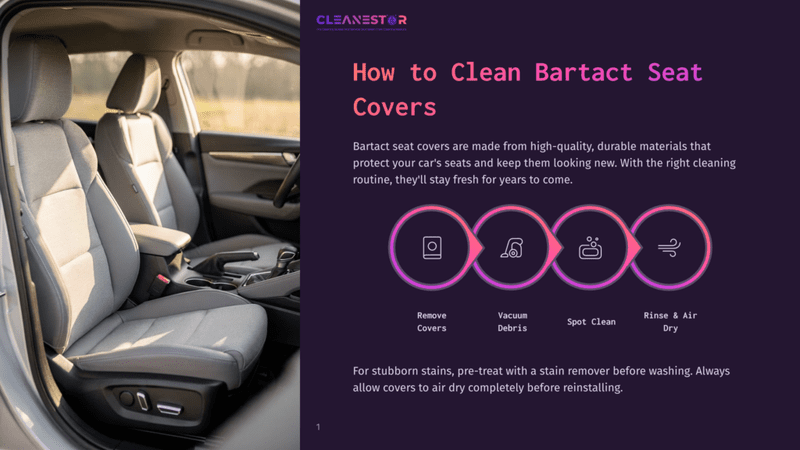 1 How To Clean Bartact Seat Covers 1 Front View Of Clean, Light Gray Fabric Car Seat Covers In A Modern Vehicle Interior. The Seats Are Neatly Installed, Showcasing Their Texture And Fit, With The Steering Wheel And Dashboard Visible In The Background.