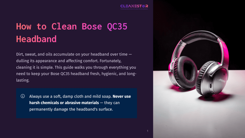 1 How To Clean Bose Qc35 Headband Close-Up Of Silver Bose Qc35 Headphones With Pink And Purple Lighting, Resting On A Dark Surface. Text Overlay Reads &Quot;How To Clean Bose Qc35 Headband&Quot;.