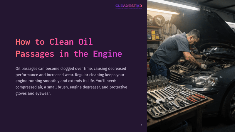 1 How To Clean Oil Passages In The Engine Mechanic Working On Car Engine, Surrounded By Tools And Organized Tool Chest. Text Overlay: &Quot;How To Clean Oil Passages In The Engine&Quot;.