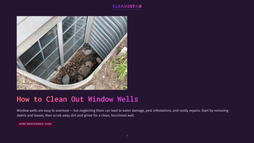1 How To Clean Out Window Wells A Neglected Window Well Filled With Dirt, Leaves, And Debris, With A Corrugated Metal Wall And A Portion Of A House Window Visible.