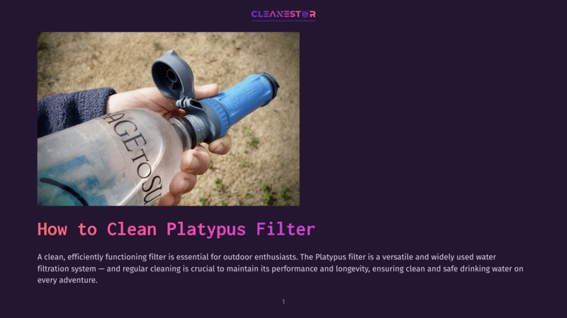 A Hand Holds A Platypus Water Bottle With An Attached Filter, Showing The Blue And Gray Filter Lid Open, Ready For Use. The Text &Quot;Ageto Su&Quot; Is Visible On The Bottle.