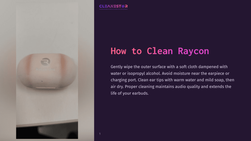 1 How To Clean Raycon A Light Pink Raycon Wireless Earbud Charging Case Sits Open, Revealing A Clean Interior And The &Quot;Raycon&Quot; Logo. The Image Is Part Of A &Quot;How To Clean Raycon&Quot; Guide.