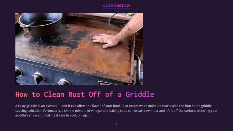 1 How To Clean Rust Off Of A Griddle A Hand Rests On A Heavily Rusted Griddle Surface, Showing The Challenge Of Cleaning Rust Off A Griddle.