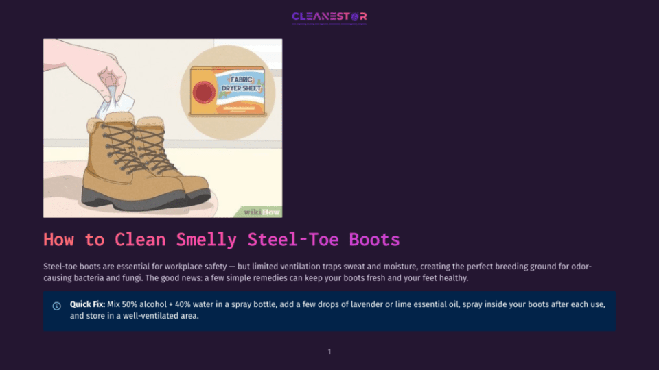 1 How To Clean Smelly Steel Toe Boots A Person'S Hands Place A Fabric Dryer Sheet Into A Sturdy, Brown Steel-Toe Work Boot, Illustrating How To Clean Steel-Toe Boots.