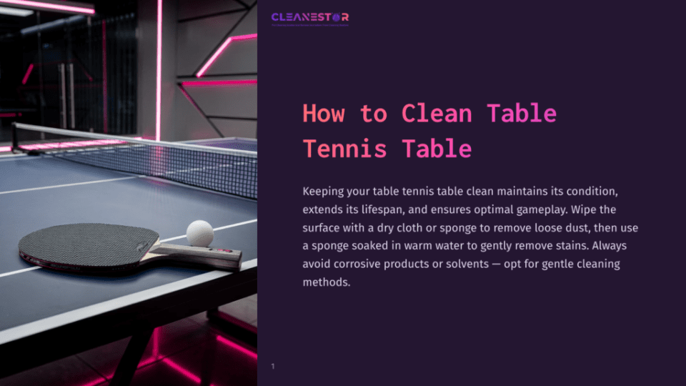 1 How To Clean Table Tennis Table A Close-Up Of A Ping Pong Paddle And Ball Resting On A Blue Table Tennis Table, With A Net In The Background. The Image Highlights The Equipment For Playing Table Tennis.