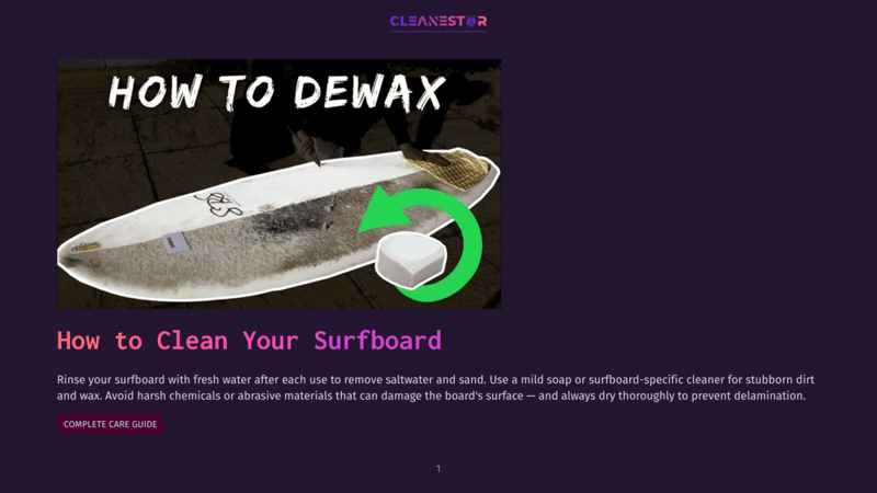 1 How To Clean Your Surfboard A Person Is Shown Cleaning A Surfboard With A Sponge And Soap, With Text Overlay &Quot;How To Dewax&Quot; And &Quot;How To Clean Your Surfboard&Quot; Below.