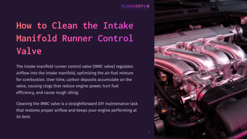1 How To Clean The Intake Manifold Runner Control Valve Close-Up Of A Car'S Intake Manifold And Runner Control Valve, With Text Overlay &Quot;How To Clean The Intake Manifold Runner Control Valve&Quot;.