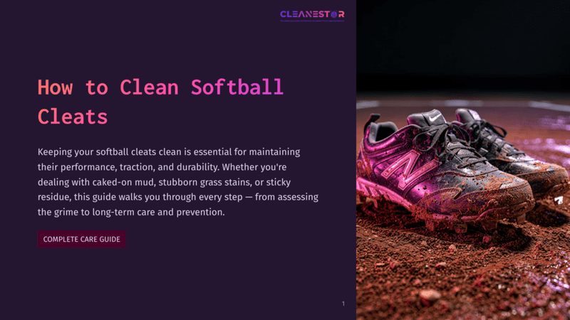 1 How To Clean Softball Cleats Dirty Softball Cleats On Muddy Ground, With The Text &Quot;How To Clean Softball Cleats&Quot; And &Quot;Cleanstar&Quot; Visible.