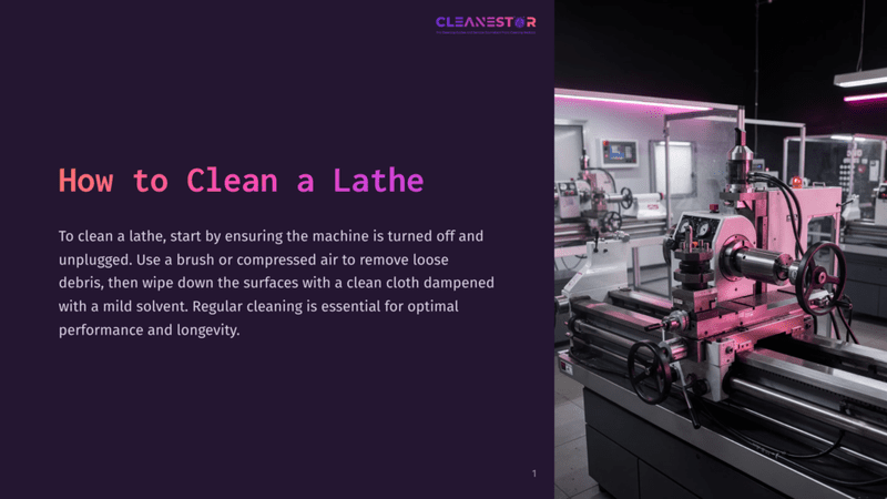 1 How To Clean A Lathe A Clean, Well-Maintained Metal Lathe In A Workshop Setting, Illuminated By Bright Pink Lighting. Text On The Left Reads &Quot;How To Clean A Lathe.