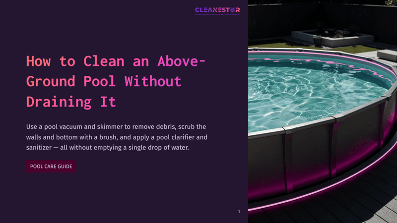 1 How To Clean An Above Ground Pool Without Draining It Above-Ground Pool With Pink Led Lighting At Night, Clean Water, And A Pool Vacuum In The Corner.