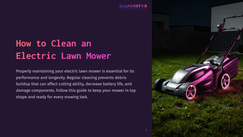 1 How To Clean An Electric Lawn Mower A Modern Electric Lawn Mower With Glowing Pink Wheels Sits On A Dark Green Lawn At Night, With A Purple And Pink Text Overlay Reading &Quot;How To Clean An Electric Lawn Mower.