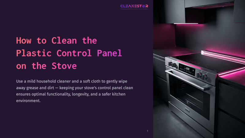 1 How To Clean The Plastic Control Panel On The Stove A Modern Black Induction Stove With A Stainless Steel Oven Door, Featuring A Touch Control Panel With Illuminated Pink Accent Lighting. Text On The Left Reads: &Quot;How To Clean The Plastic Control Panel On The Stove.