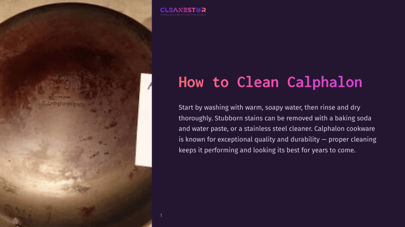 1 How To Clean Calphalon Round, Tarnished Calphalon Cookware With A Brownish Surface Sits Against A Contrasting Purple Background, Highlighting Cleaning Tips.