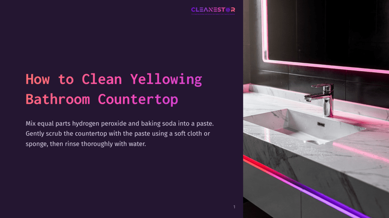 1 How To Clean Yellowing Bathroom Countertop A Modern Bathroom Countertop With A White Marble Finish And A Sleek Chrome Faucet, Illuminated By Vibrant Pink And Purple Led Lighting.
