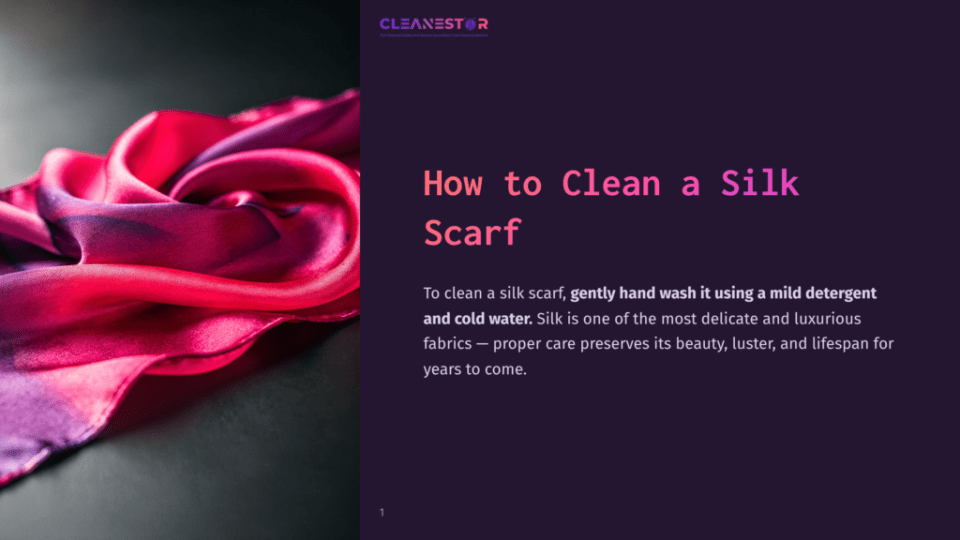 1 How To Clean A Silk Scarf A Luxurious Pink Silk Scarf Draped Elegantly, Showcasing Its Smooth Texture And Vibrant Colors Against A Dark Background.