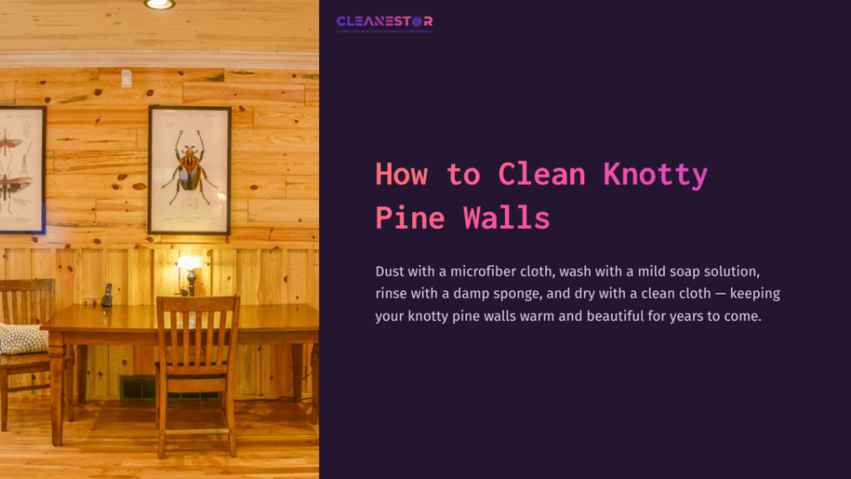 1 How To Clean Knotty Pine Walls Warm-Toned Wooden Interior With A Table And Chairs, Adorned By A Decorative Insect Poster On The Wall, Creating A Cozy Atmosphere.