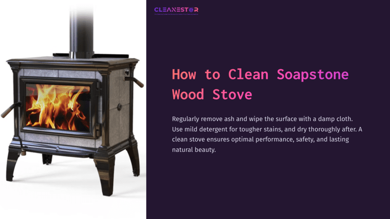 1 How To Clean Soapstone Wood Stove Soapstone Wood Stove With A Glowing Fire, Featuring A Sleek Black Finish And Ornate Detailing, Positioned Next To Maintenance Tips.