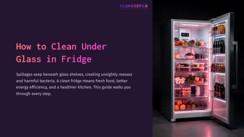 1 How To Clean Under Glass In Fridge A Modern Fridge With Vibrant Fruits And Vegetables On Shelves, Showcasing Organized Food Storage And A Clean Interior.