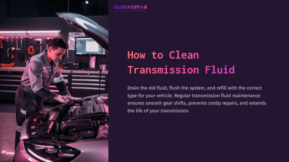 1 How To Clean Transmission Fluid A Mechanic In A Dark Garage Works On A Car'S Engine, Demonstrating Transmission Fluid Maintenance With Tools And A Computer Station In The Background.