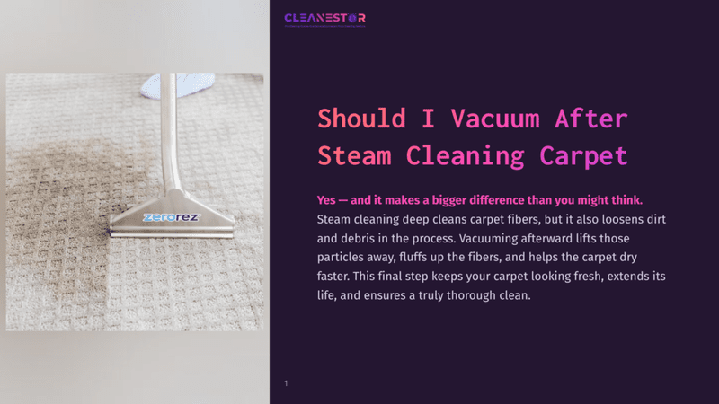 1 Should I Vacuum After Steam Cleaning Carpet A Carpet Cleaning Machine With The Brand Name &Quot;Zero Rez&Quot; On Its Nozzle Is Shown Steaming A Light-Colored Carpet, Lifting Dirt And Fibers.