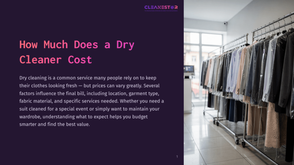 1 How Much Does A Dry Cleaner Cost A Row Of Neatly Hung Suits And Dresses In Garment Bags On A Clothing Rack Inside A Clean, Well-Lit Dry Cleaner.