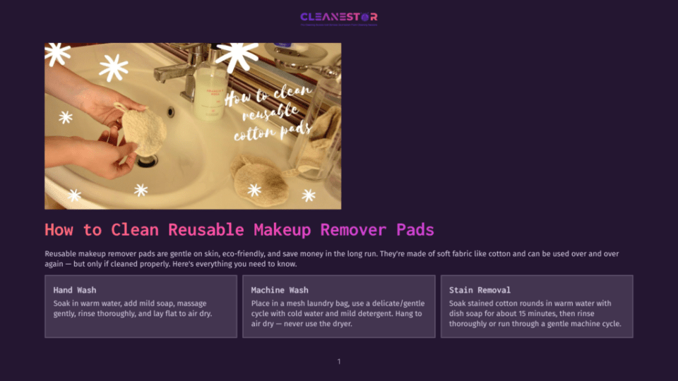 1 How To Clean Reusable Makeup Remover Pads Hands Washing Reusable Cotton Makeup Remover Pads In A Sink, With Text Overlay &Quot;How To Clean Reusable Makeup Remover Pads&Quot;.