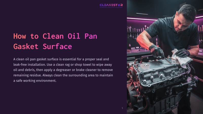1 How To Clean Oil Pan Gasket Surface Mechanic Wearing Black Gloves Cleans An Engine Oil Pan Gasket Surface With A White Rag In A Brightly Lit Workshop, Tools In Background.