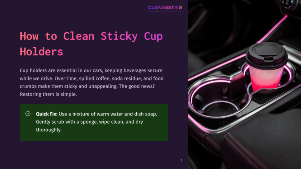 1 How To Clean Sticky Cup Holders A Pink-Lit Car Cup Holder Glows Around A Disposable Coffee Cup, Illustrating How To Clean Sticky Cup Holders With A Quick Fix Of Warm Water And Dish Soap.