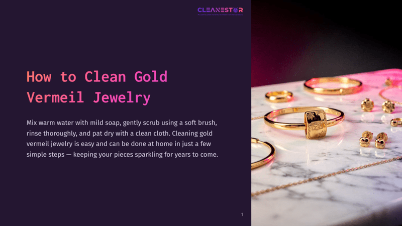 1 How To Clean Gold Vermeil Jewelry A Collection Of Gold Vermeil Jewelry Pieces, Including Rings And A Bracelet, Displayed On A Marbled Surface With A Purple Background.