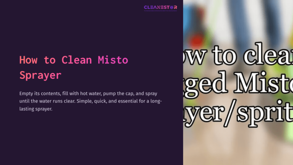 1 How To Clean Misto Sprayer Instructions On Cleaning A Misto Sprayer With A Dark Purple Background And Colorful Elements Blurred In The Background.
