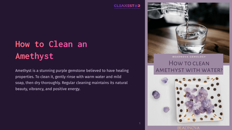 1 How To Clean An Amethyst Close-Up Of A Clear Glass With Water Beside A Polished Amethyst And A Clean White Surface, Showcasing The Gemstone'S Vibrant Purple Hues.