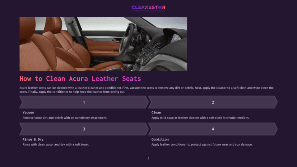 1 How To Clean Acura Leather Seats Interior View Of Clean Acura Leather Car Seats, Showcasing The Luxurious Tan And Black Interior With Detailed Stitching. The Image Highlights The Pristine Condition Of The Seats, Suggesting A Professional Cleaning Service.