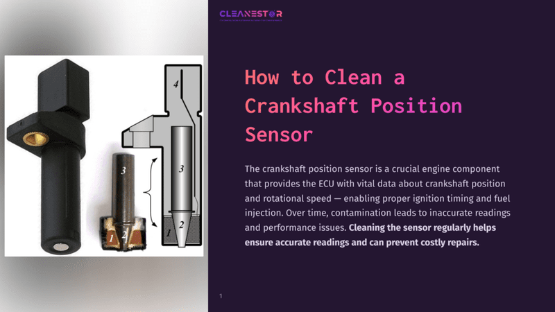 1 How To Clean A Crankshaft Position Sensor Close-Up Of A Crankshaft Position Sensor, With A Diagram Showing Its Internal Components Labeled 1, 2, 3, And 4. The Text &Quot;Cleanestor&Quot; Is Visible At The Top.