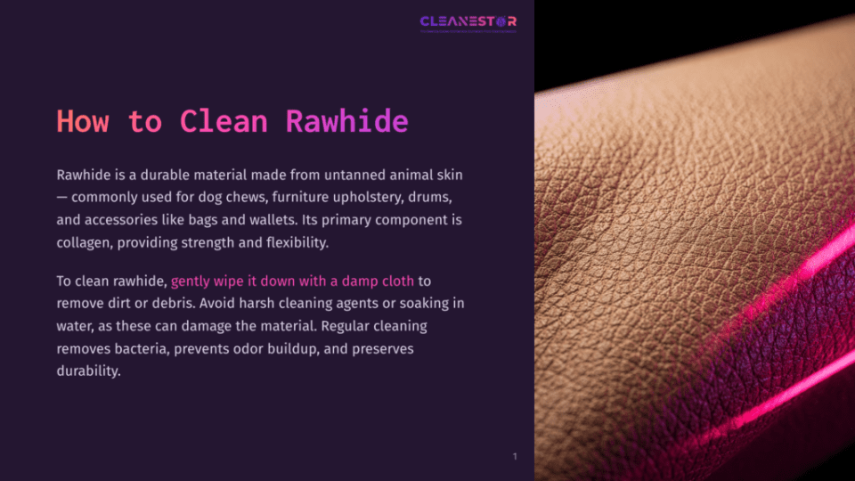 1 How To Clean Rawhide Close-Up Of Rawhide Material With A Textured, Pebbled Surface, Illuminated By A Vibrant Pink Neon Light Running Diagonally Across The Lower Right Portion Of The Frame.