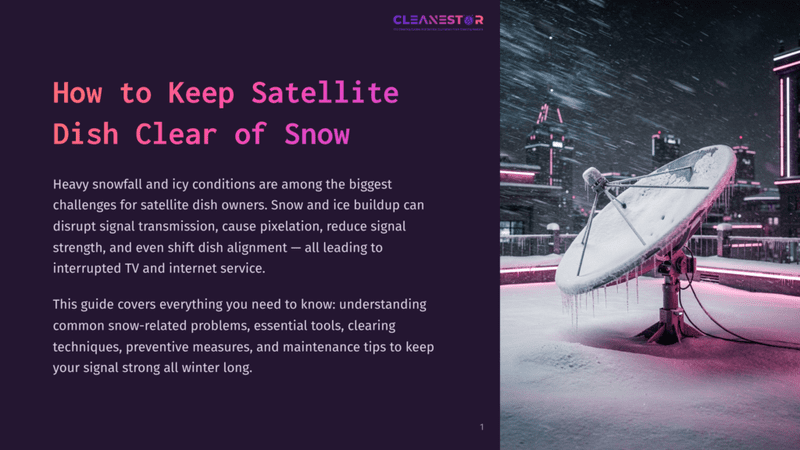 1 How To Keep Satellite Dish Clear Of Snow A Snow-Covered Satellite Dish Stands In A Winter City Scene, With Icicles Hanging From It. The Image Is From A Guide Titled &Quot;How To Keep Satellite Dish Clear Of Snow.