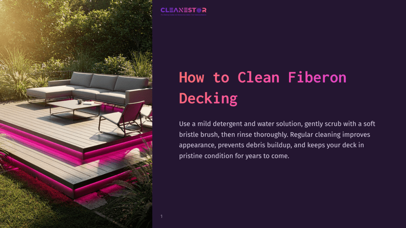 1 How To Clean Fiberon Decking A Modern Outdoor Seating Area With A Gray Sofa On A Wooden Deck, Illuminated By Pink Accent Lighting, Surrounded By Greenery.