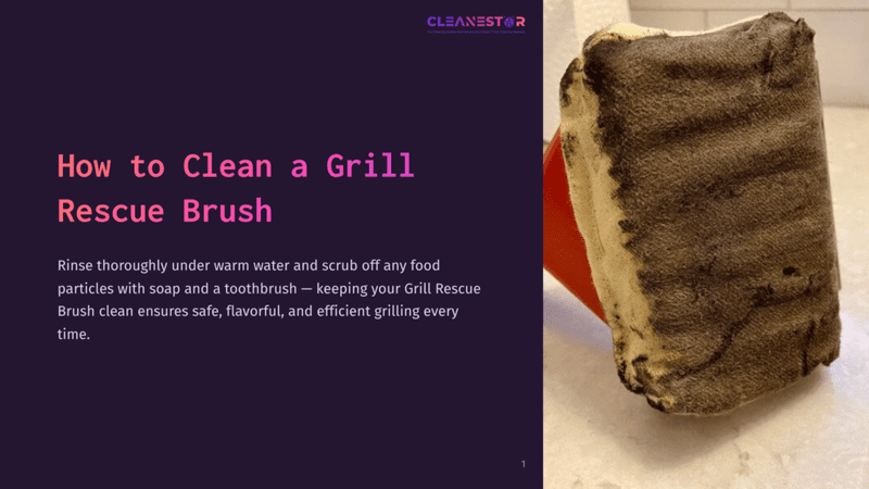1 How To Clean A Grill Rescue Brush How To Clean A Grill Rescue Brush: Instructions And Image Of Dirty Brush With Text Guide For Effective Cleaning.