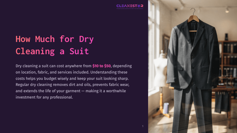 1 How Much For Dry Cleaning A Suit A Dark Grey Men'S Suit Hangs On A Hanger In A Sunlit Room, With A Partial View Of A Clothing Store Interior In The Background. The Text &Quot;How Much For Dry Cleaning A Suit&Quot; Is Visible On The Left.