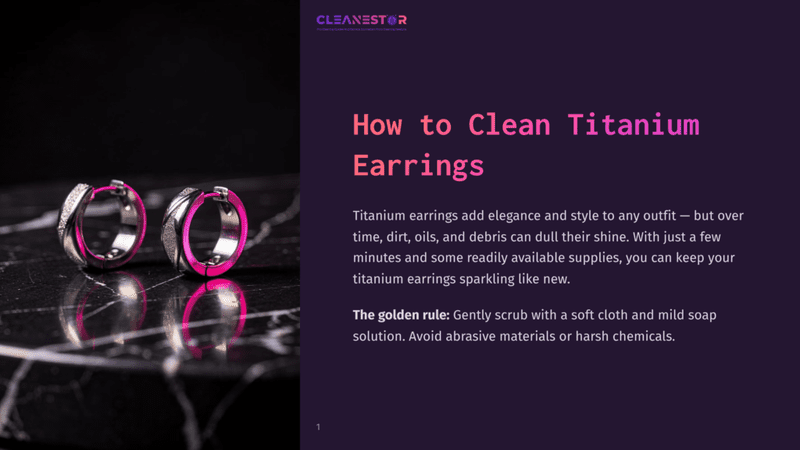 1 How To Clean Titanium Earrings Close-Up Of Two Silver Titanium Hoop Earrings With Bright Pink Inner Lining, Resting On A Dark, Reflective Marble Surface.